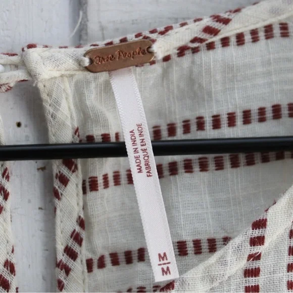 Free People Cream Brown Lightweight Kenny Striped One-Piece Jumpsuit Size Medium - Picture 6 of 11